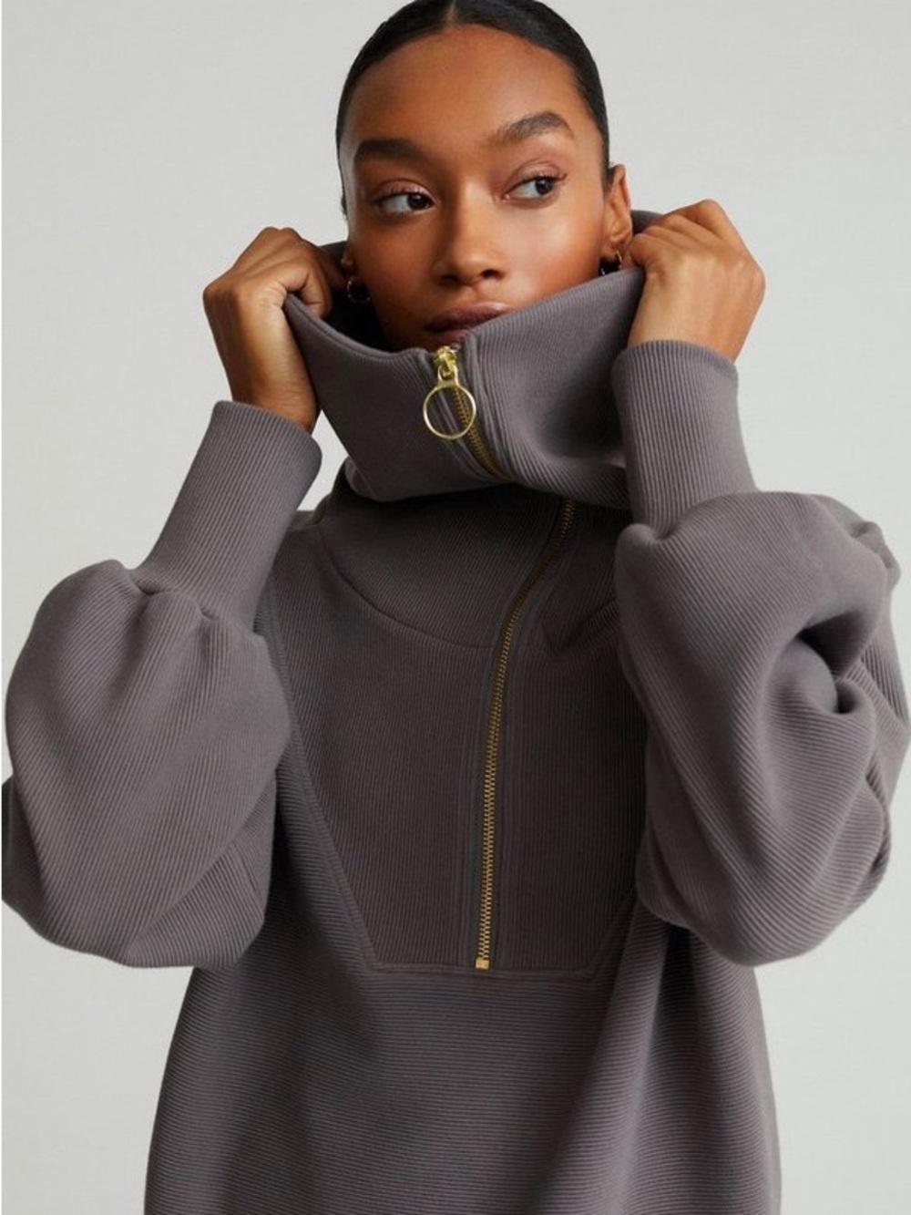 Varley Vine Half Zip Ottoman Sweatshirt Deep Charcoal XS